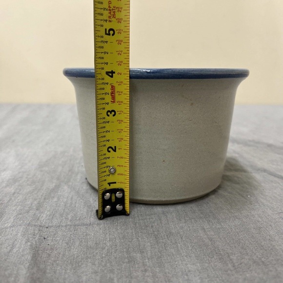 Vintage Red Wing Stoneware Small Bowl Crock Blue Rim 4" Tall 6" Farmhouse FS - Picture 10 of 10
